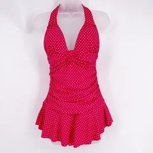 Pin Up Polk a Dot Skirt One Piece Swimsuit